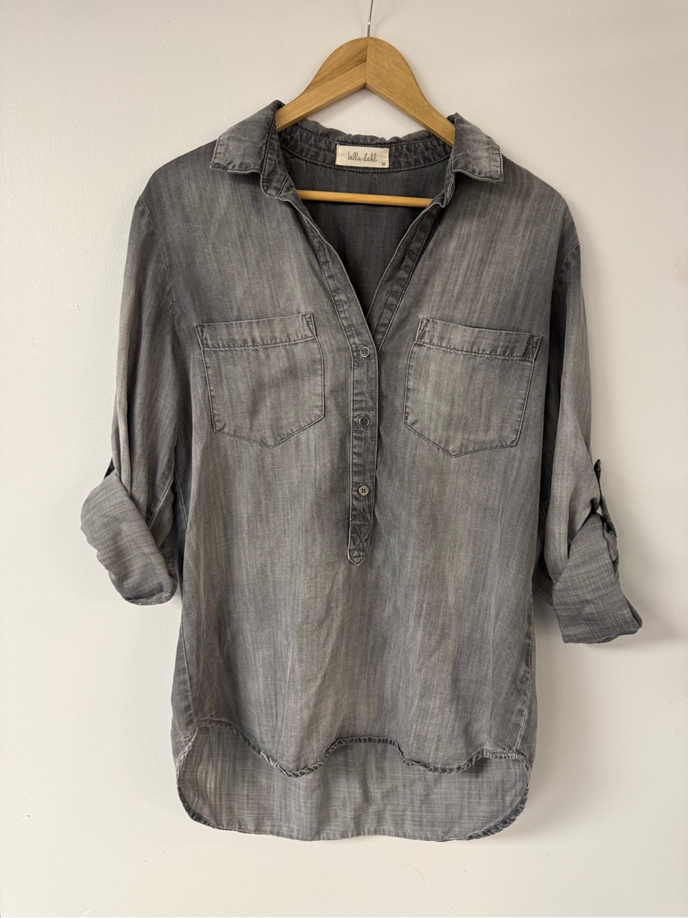 Bella Dahl Gray Washed Popover Shirt